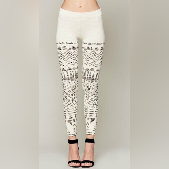 Free People Pants - Free People Winter Story Sweater Knit Leggings Boho Abstract Size XS